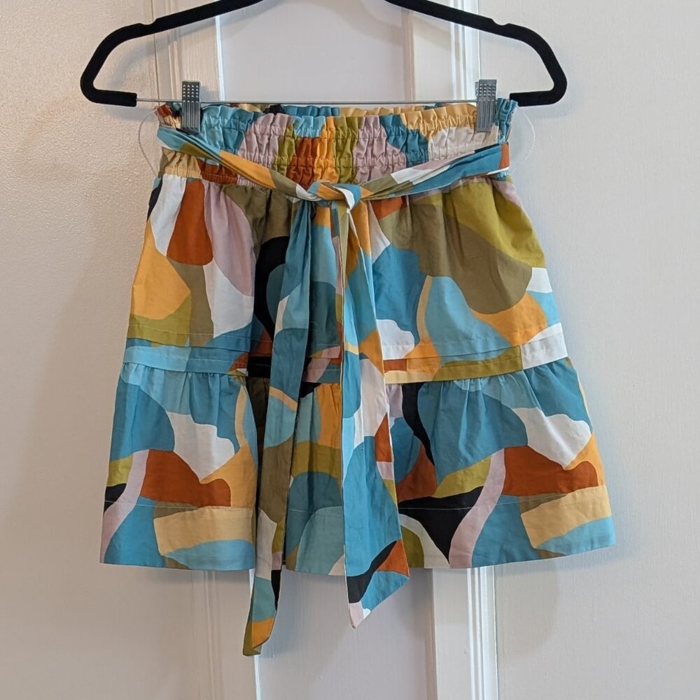 Anthropologie Y2K Style Flounce Cotton Skirt Size XS with Tie Waist
